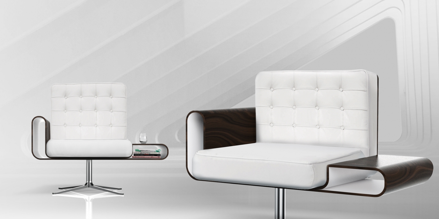 Two-white-pompous-chairs-covered-with-white-leather-trimmed-and-integrated-wood-tables
