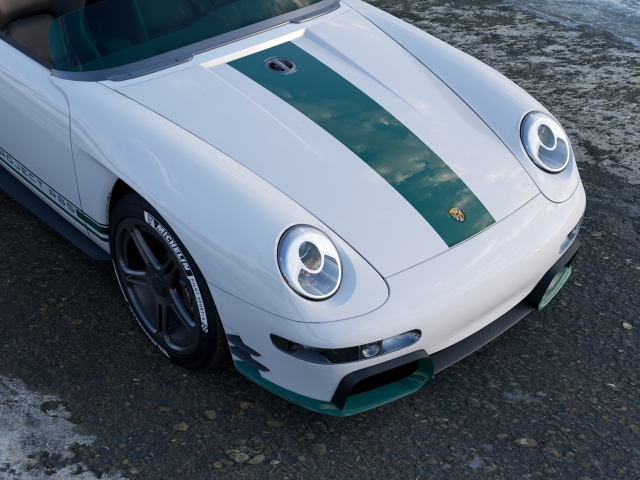 Cut-front-of-a-sports-car-green-white