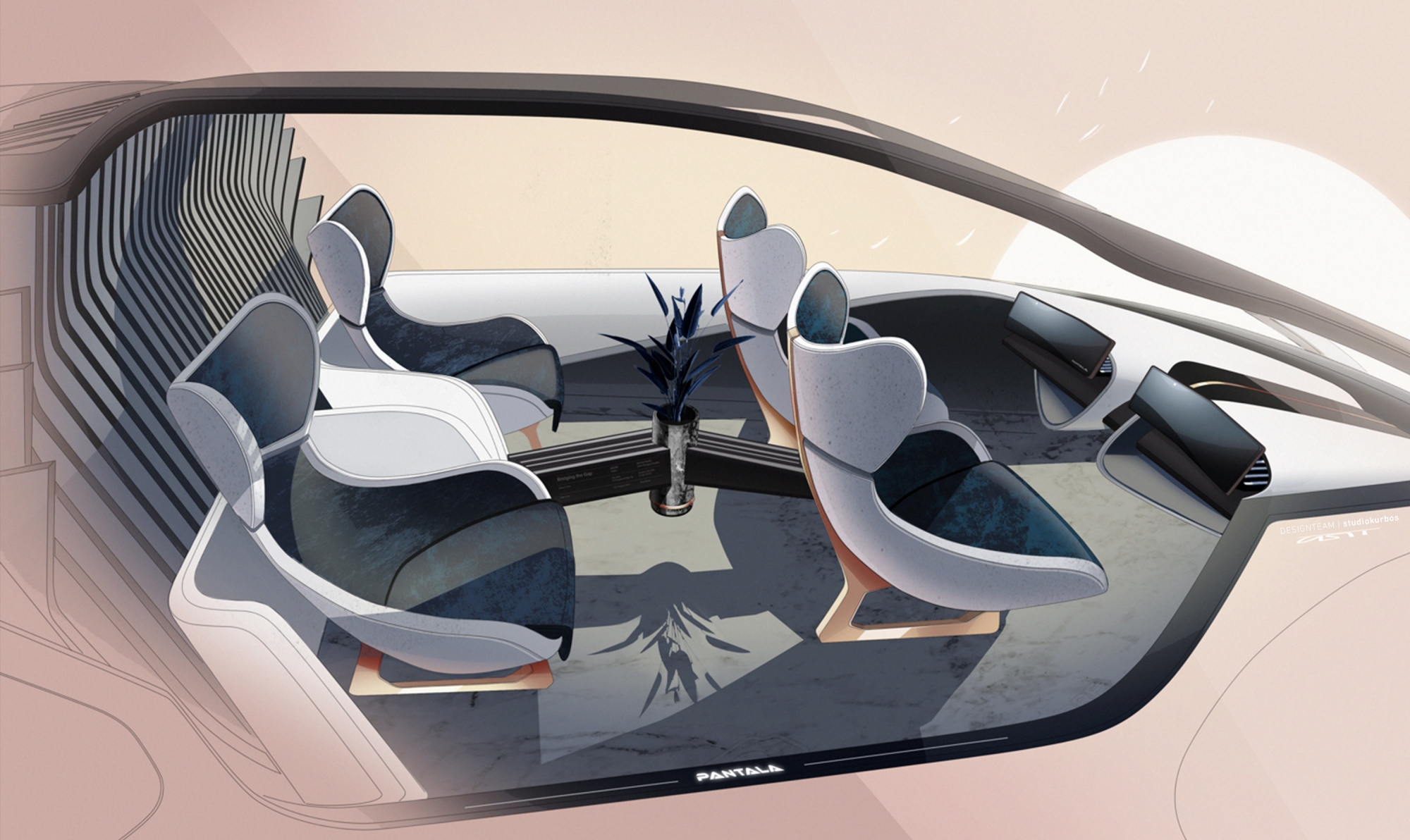 Rendering-of-a-futuristic-interior-in-the-color-salmon-red-and-white