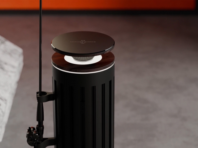 Fishing-rod-holder-with-red-background-and-marble-table-cropped-on-the-left-side-of-the-image