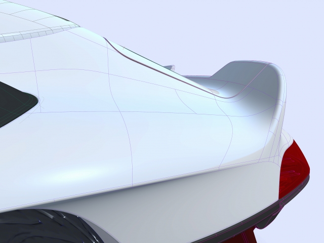 Cut of-a-sports-car-in-CAD-rear-with-white-exterior-black-details-and-red-lights